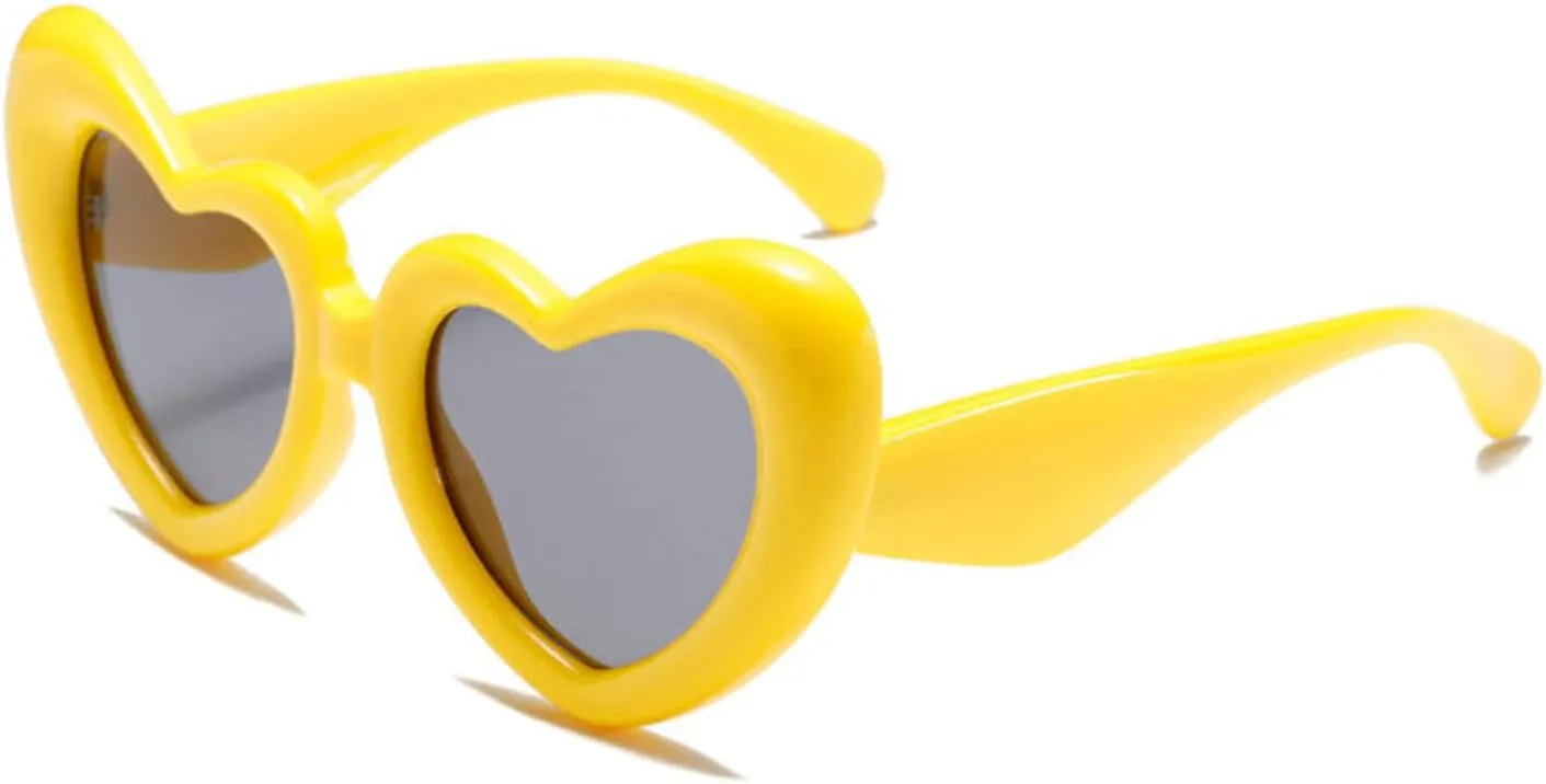 willochra Heart Shaped Sunglasses Retro Cat eye Goggles Vintage Cute Shade for Women Bachelorette Party sunglasses