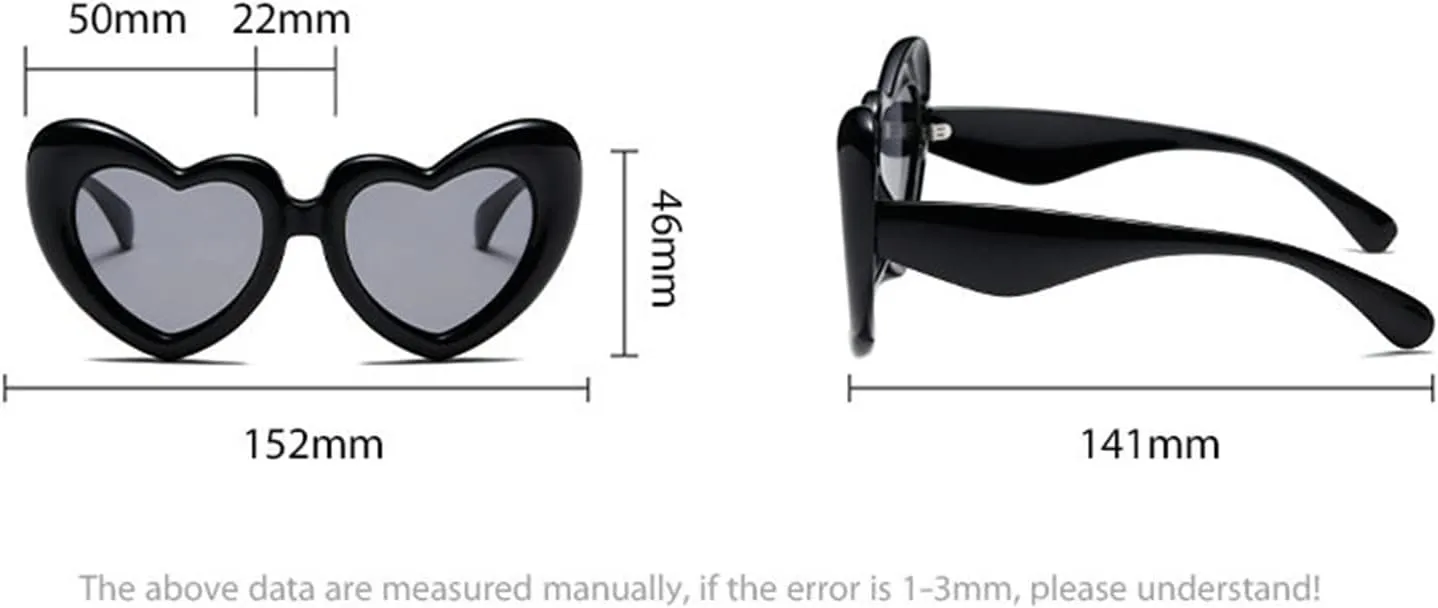 willochra Heart Shaped Sunglasses Retro Cat eye Goggles Vintage Cute Shade for Women Bachelorette Party sunglasses