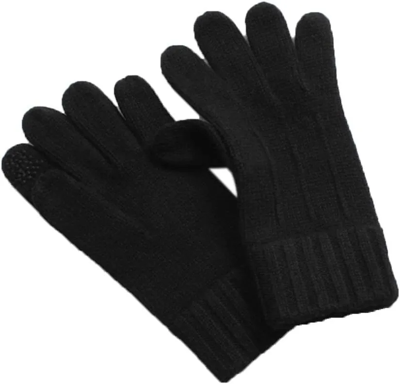 Winter Warm Men Knitted Gloves Cold Weather Pure Wool Fleece Knit Gloves Full Finger Touchscreen Gloves