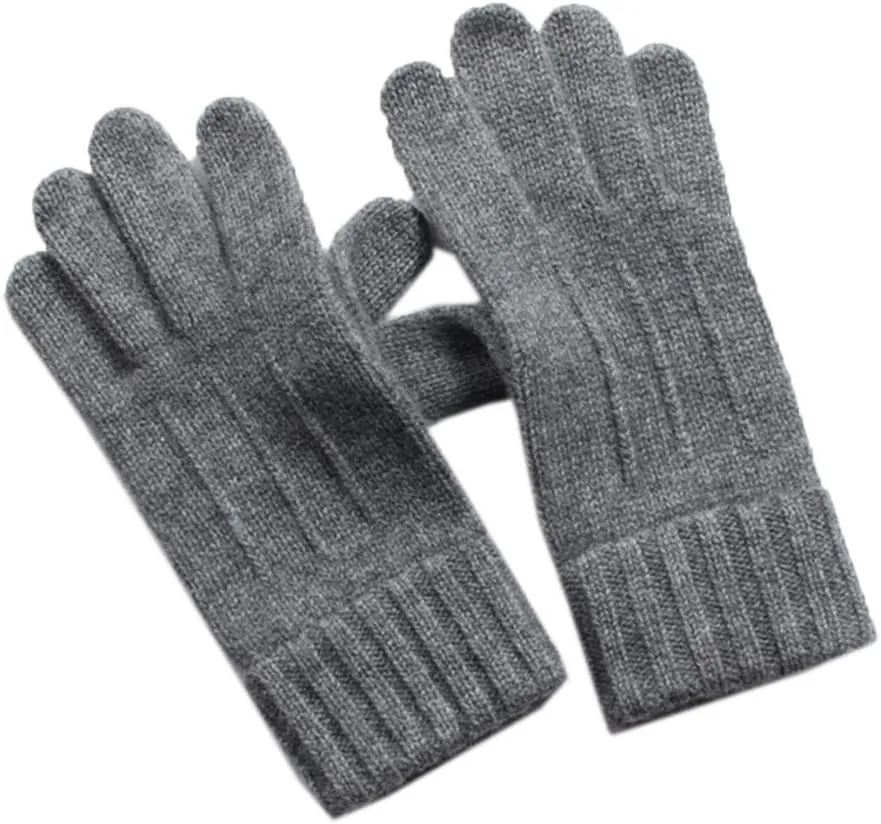 Winter Warm Men Knitted Gloves Cold Weather Pure Wool Fleece Knit Gloves Full Finger Touchscreen Gloves