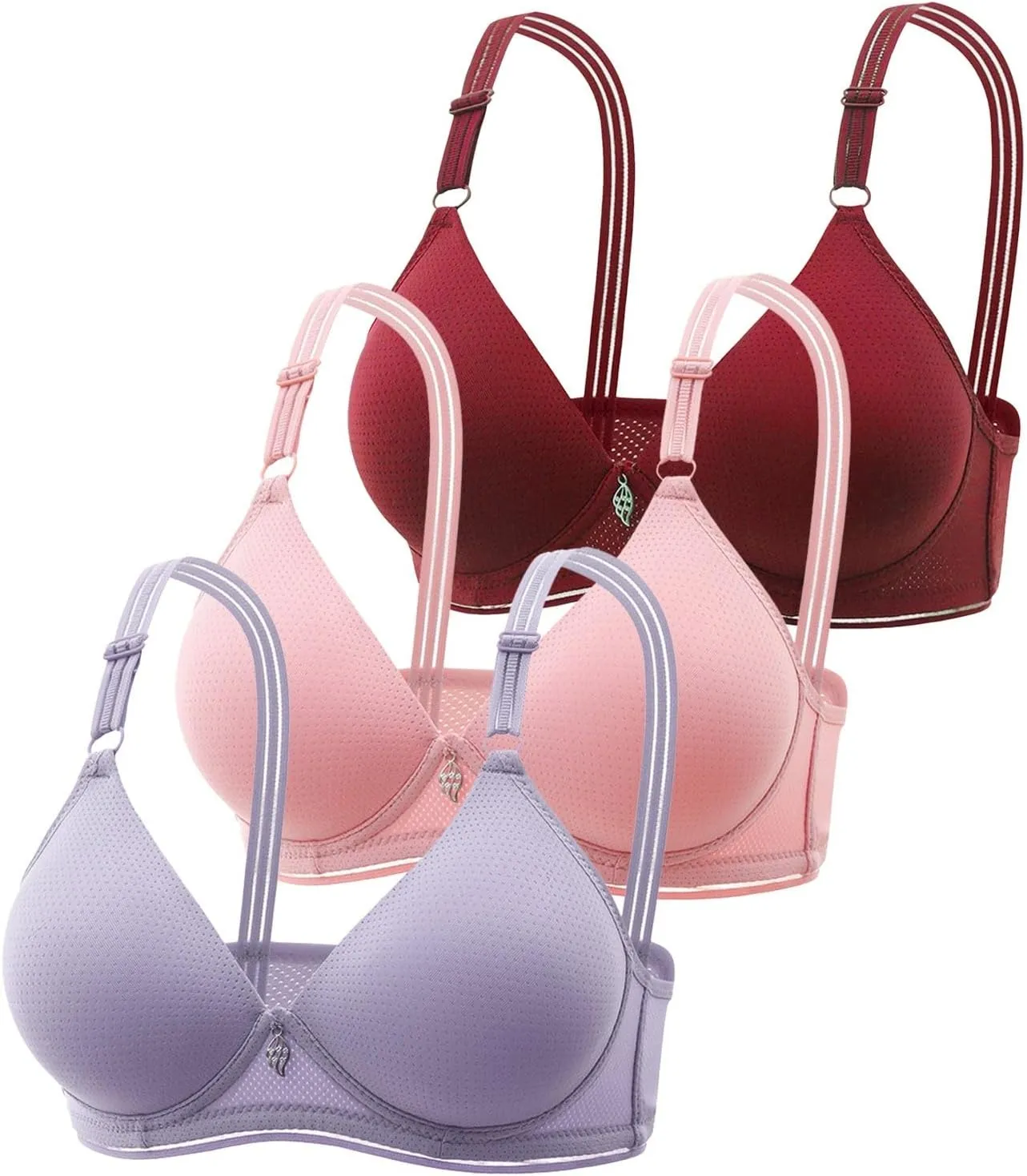 Wireless Bras for Women Bralettes - Womens Seamless Push Up Full Coverage Padded Everyday Sleep Bra 3 Pack