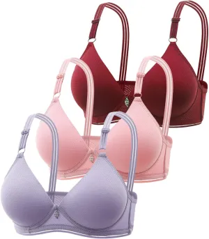 Wireless Bras for Women Bralettes - Womens Seamless Push Up Full Coverage Padded Everyday Sleep Bra 3 Pack