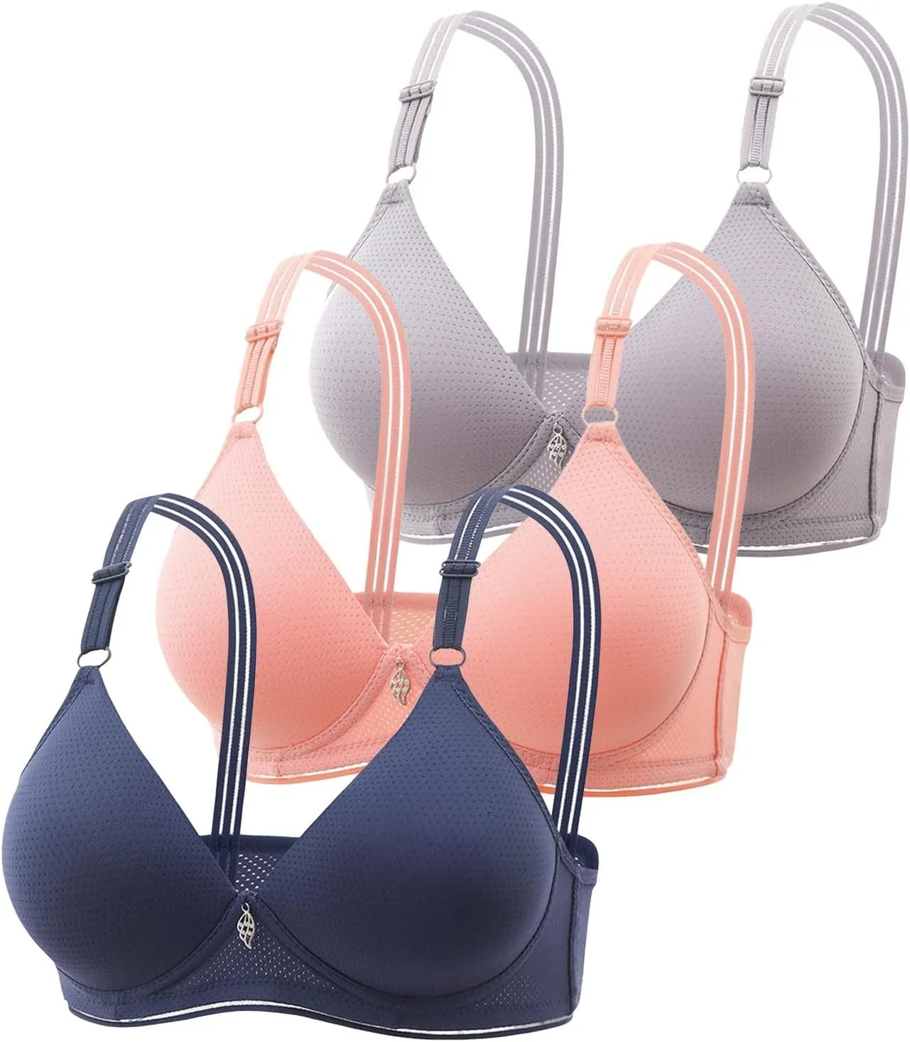 Wireless Bras for Women Bralettes - Womens Seamless Push Up Full Coverage Padded Everyday Sleep Bra 3 Pack