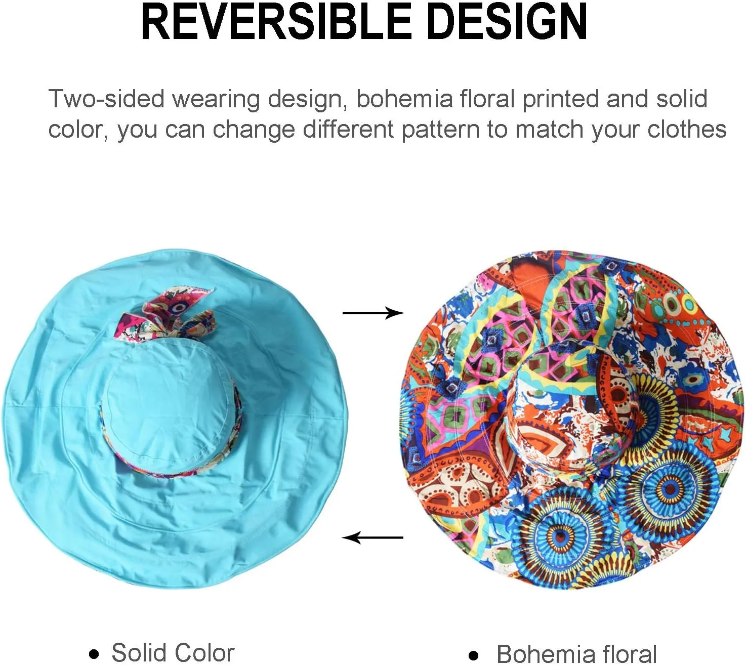 WITERY Floppy Summer UPF50  Foldable Sun Beach Hats Accessories Wide Brim for Women