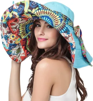 WITERY Floppy Summer UPF50  Foldable Sun Beach Hats Accessories Wide Brim for Women