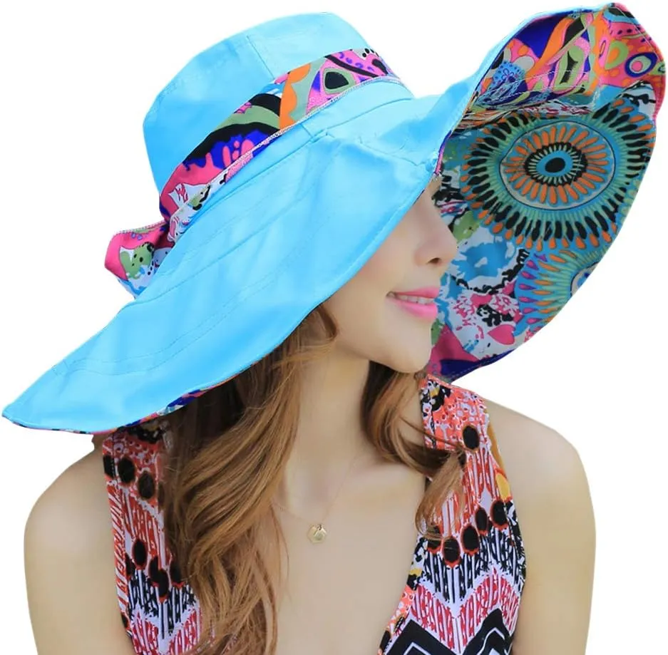 WITERY Floppy Summer UPF50  Foldable Sun Beach Hats Accessories Wide Brim for Women