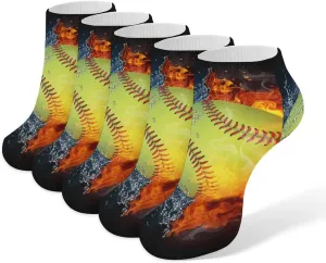 Women Ankle Socks Dress Decor Socks Non-Slip for Yoga Daily Running Walking (5 Pack)