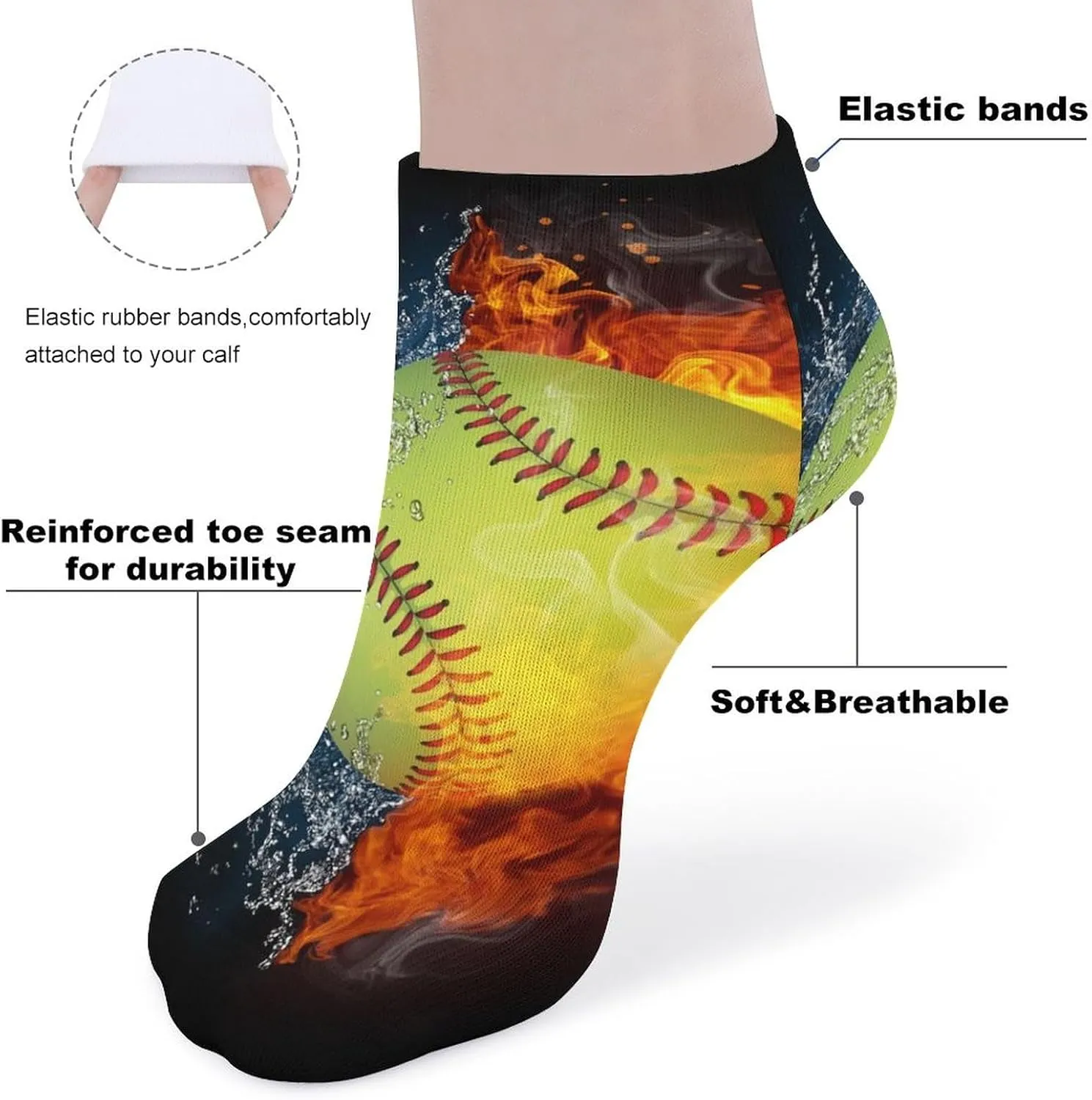 Women Ankle Socks Dress Decor Socks Non-Slip for Yoga Daily Running Walking (5 Pack)
