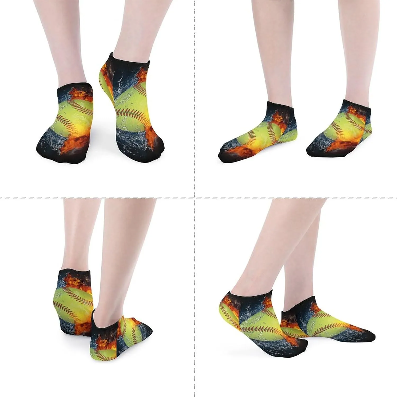 Women Ankle Socks Dress Decor Socks Non-Slip for Yoga Daily Running Walking (5 Pack)