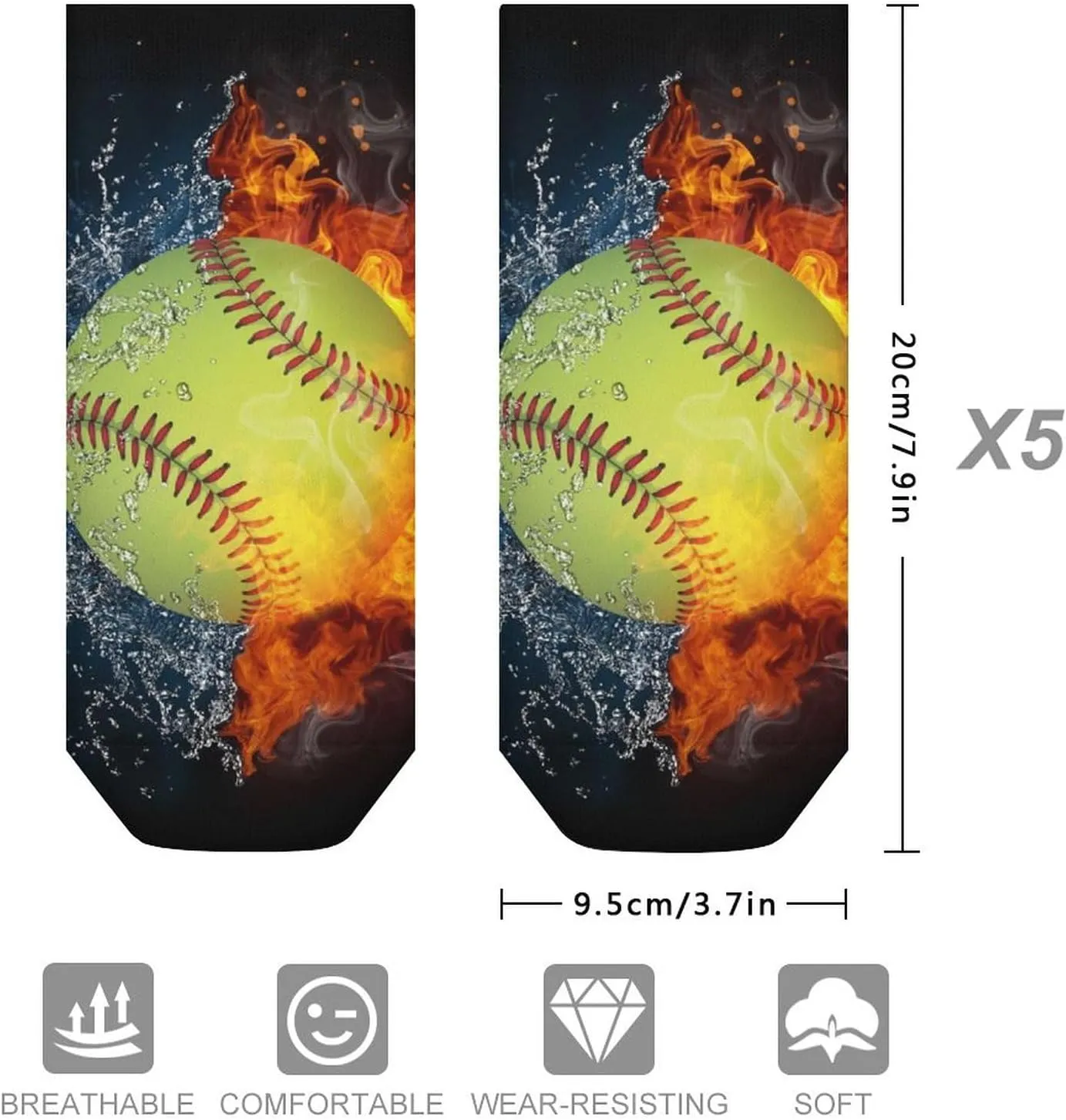 Women Ankle Socks Dress Decor Socks Non-Slip for Yoga Daily Running Walking (5 Pack)