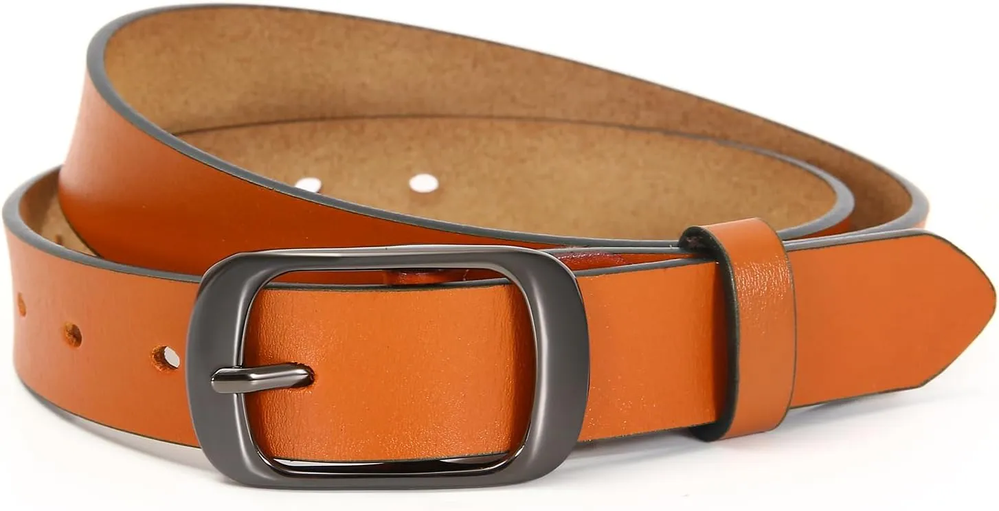 Women Leather Belts for Jeans Pants Fashion Dress Belt for Women with Solid Pin Buckle