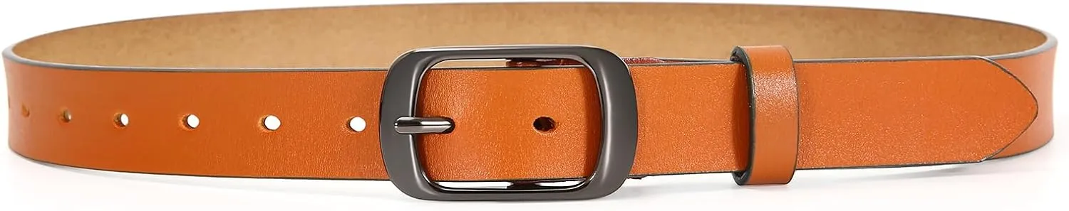 Women Leather Belts for Jeans Pants Fashion Dress Belt for Women with Solid Pin Buckle