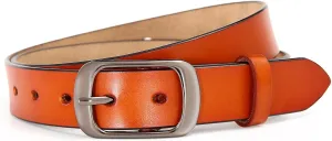 Women Leather Belts for Jeans Pants Fashion Dress Belt for Women with Solid Pin Buckle