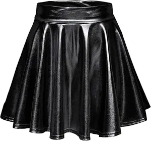 Women Mini Pleated Skirts Sexy Club Y2K Shiny Fashion Pleated A-Line Skirts Ruffle Flared Skirts Casual Mini Skirts