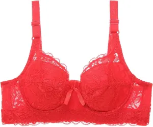 Women Sexy Lace Bras for Women, Lace Plus Size Full Coverage Underwire Unlined Bralette with Support Everyday Bras