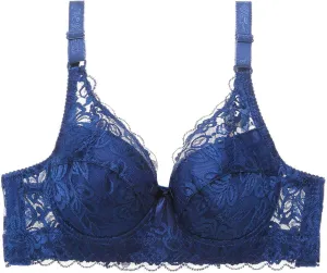 Women Sexy Lace Bras for Women, Lace Plus Size Full Coverage Underwire Unlined Bralette with Support Everyday Bras