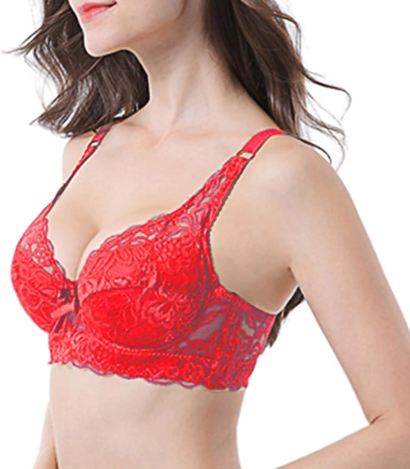 Women Sexy Lace Bras for Women, Lace Plus Size Full Coverage Underwire Unlined Bralette with Support Everyday Bras