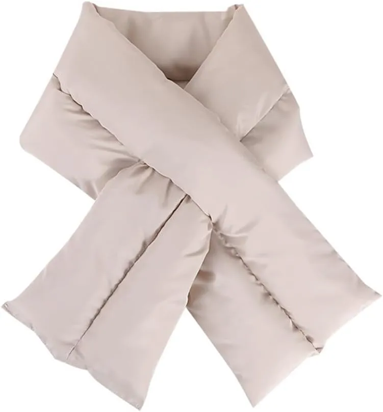 Women Winter Scarf Warm Cozy Super Lightweight Puffer Down Scarf Coat Jacket Accessories Neck Warmer Beige
