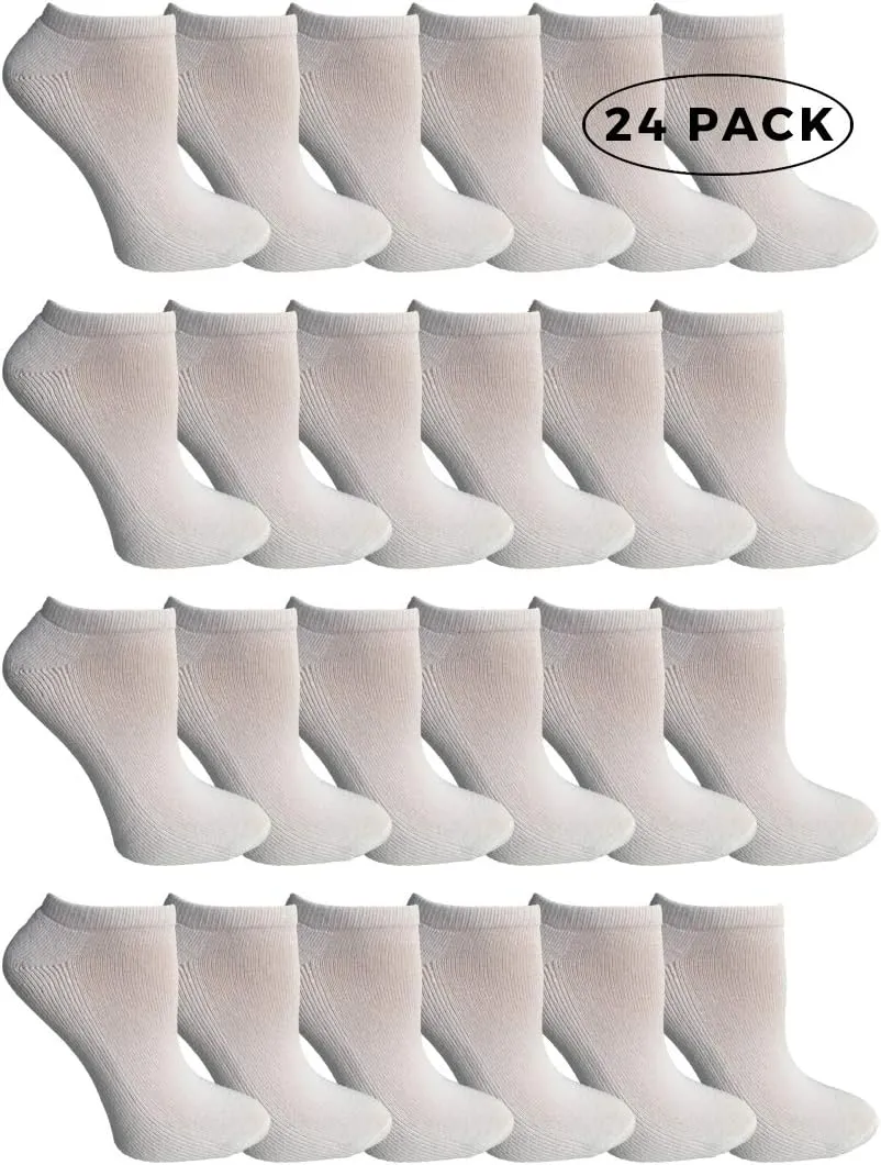 Womens 24 Pair Value Pack Cotton No Show Sport Athletic Socks, Bulk Pack Shoe Sock Liner Socks