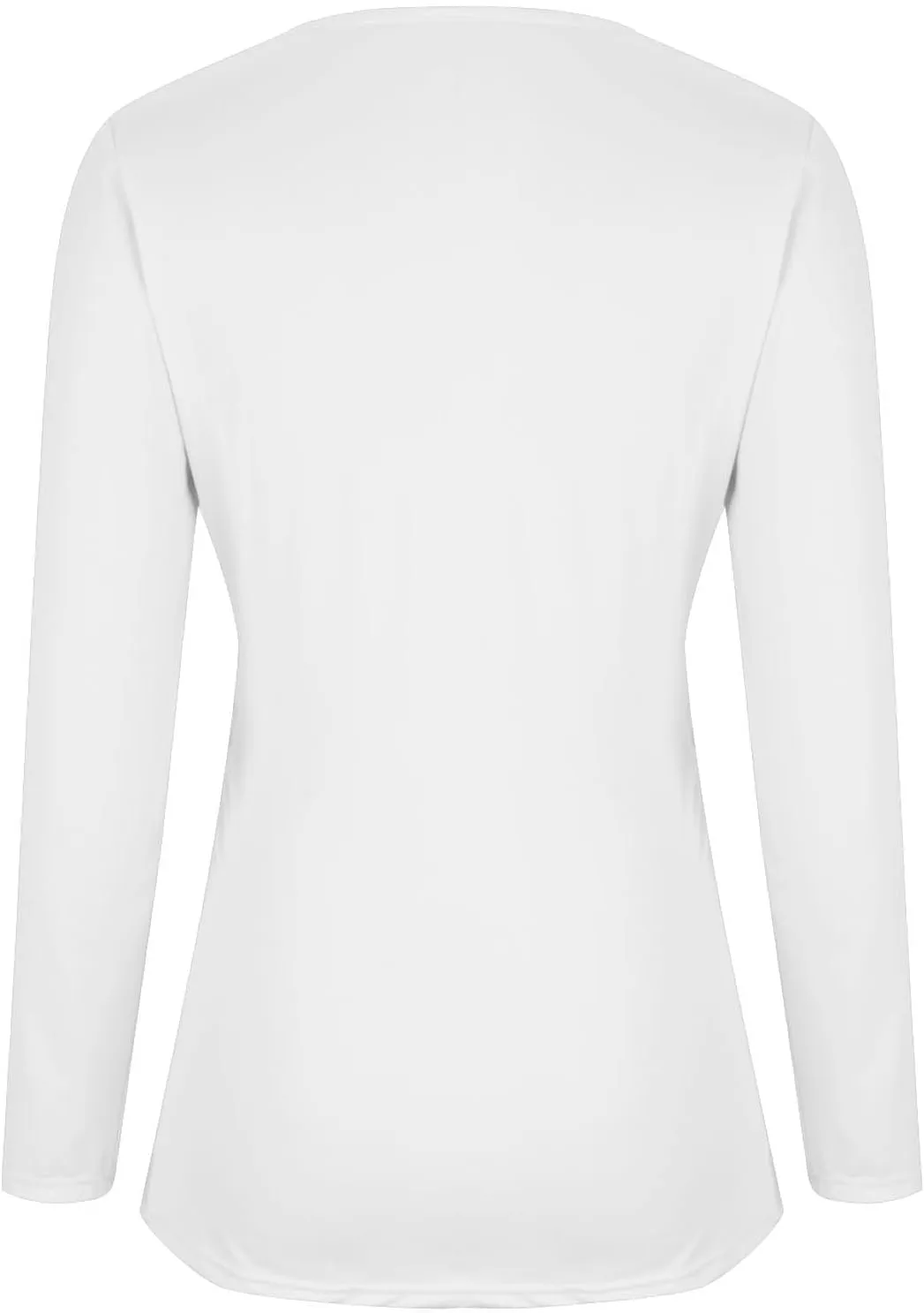 Womens Long Sleeve Shirts with Built in Bra Casual Basic Padded Scrubs Tops Plain Notch V Neck Undershirt Blouse