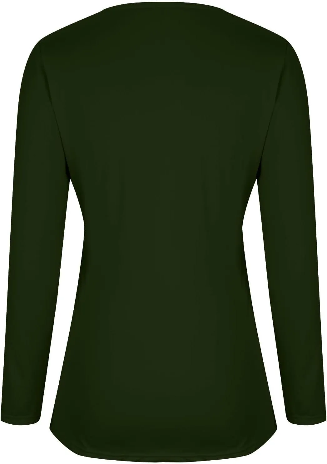 Womens Long Sleeve Shirts with Built in Bra Casual Basic Padded Scrubs Tops Plain Notch V Neck Undershirt Blouse