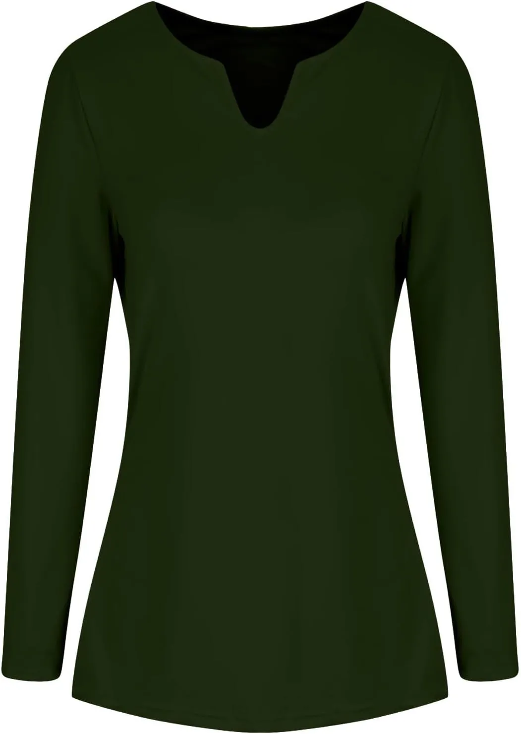 Womens Long Sleeve Shirts with Built in Bra Casual Basic Padded Scrubs Tops Plain Notch V Neck Undershirt Blouse