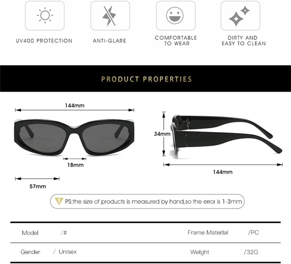 Women's Oval Sunglasses Cat Eye Sunglasses Women Vintage Punk Shades Eyewear