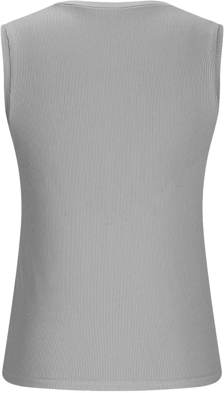 Womens Ribbed Knit Tank Tops Sleeveless U Neck Basic Slim Fit Top Fashion Summer Casual Shirt 2025 Clothes