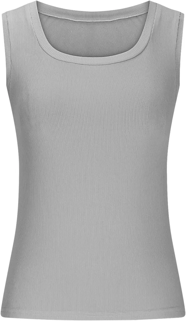 Womens Ribbed Knit Tank Tops Sleeveless U Neck Basic Slim Fit Top Fashion Summer Casual Shirt 2025 Clothes