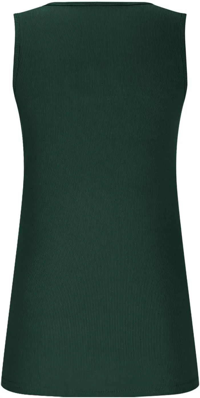 Womens Summer Cutout Tank Tops Ribbed Knit Sleeveless Shirts Slim Fitted Tanks Y2K Sexy Basic Tee Shirt Outfits