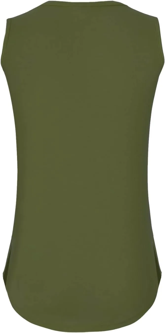 Womens Summer Tank Tops 2025 V Neck Sleeveless Tunic Shirts Casual Loose Fit Tshirts Side Split Going Out Tops