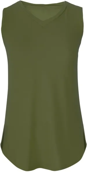 Womens Summer Tank Tops 2025 V Neck Sleeveless Tunic Shirts Casual Loose Fit Tshirts Side Split Going Out Tops