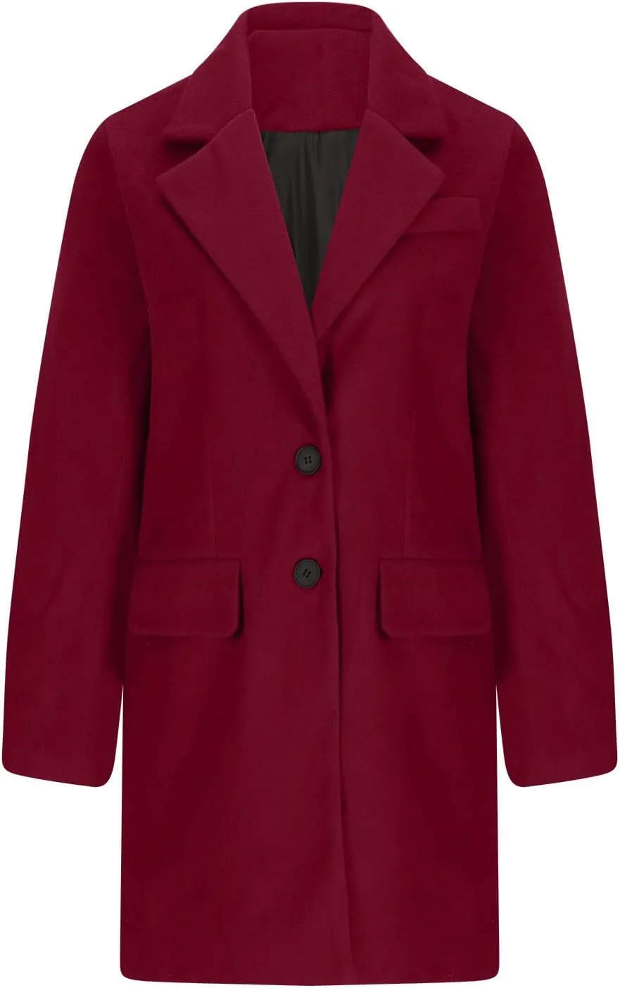 Women's Winter Double Breasted Pea Coat Wool Blend Long Sleeve Notch Lapel Casual Long Trench Coat Open Front Jacket