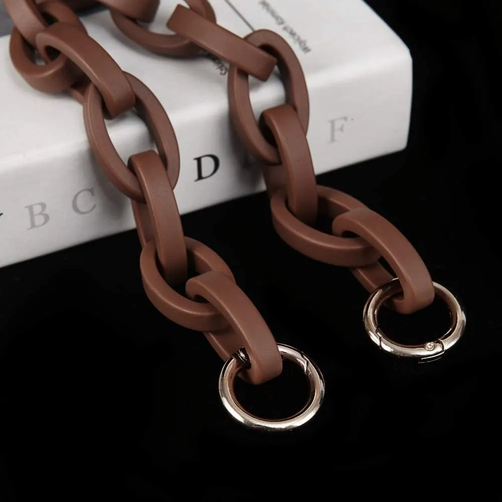 Xiazw Short Resin Bag Purse Handle Strap Replacement，Bag Decoration Chain，Bag Accessories Charms (Light Brown)
