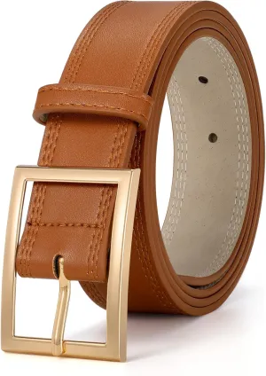 XZQTIVE Women Leather Belts for Jeans Pants Dresses Fashion Waist Belt for Women with Pin Buckle