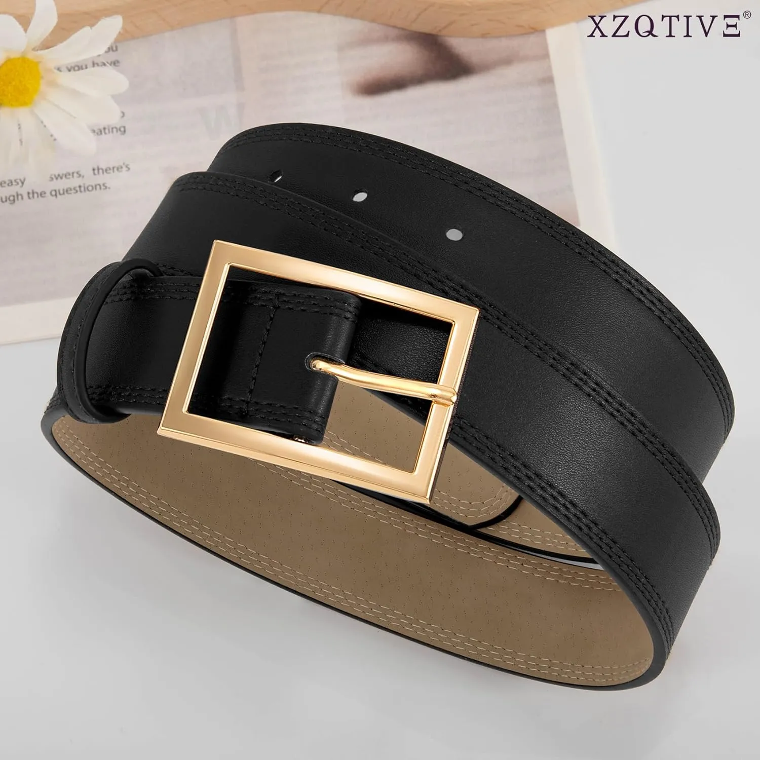 XZQTIVE Women Leather Belts for Jeans Pants Dresses Fashion Waist Belt for Women with Pin Buckle