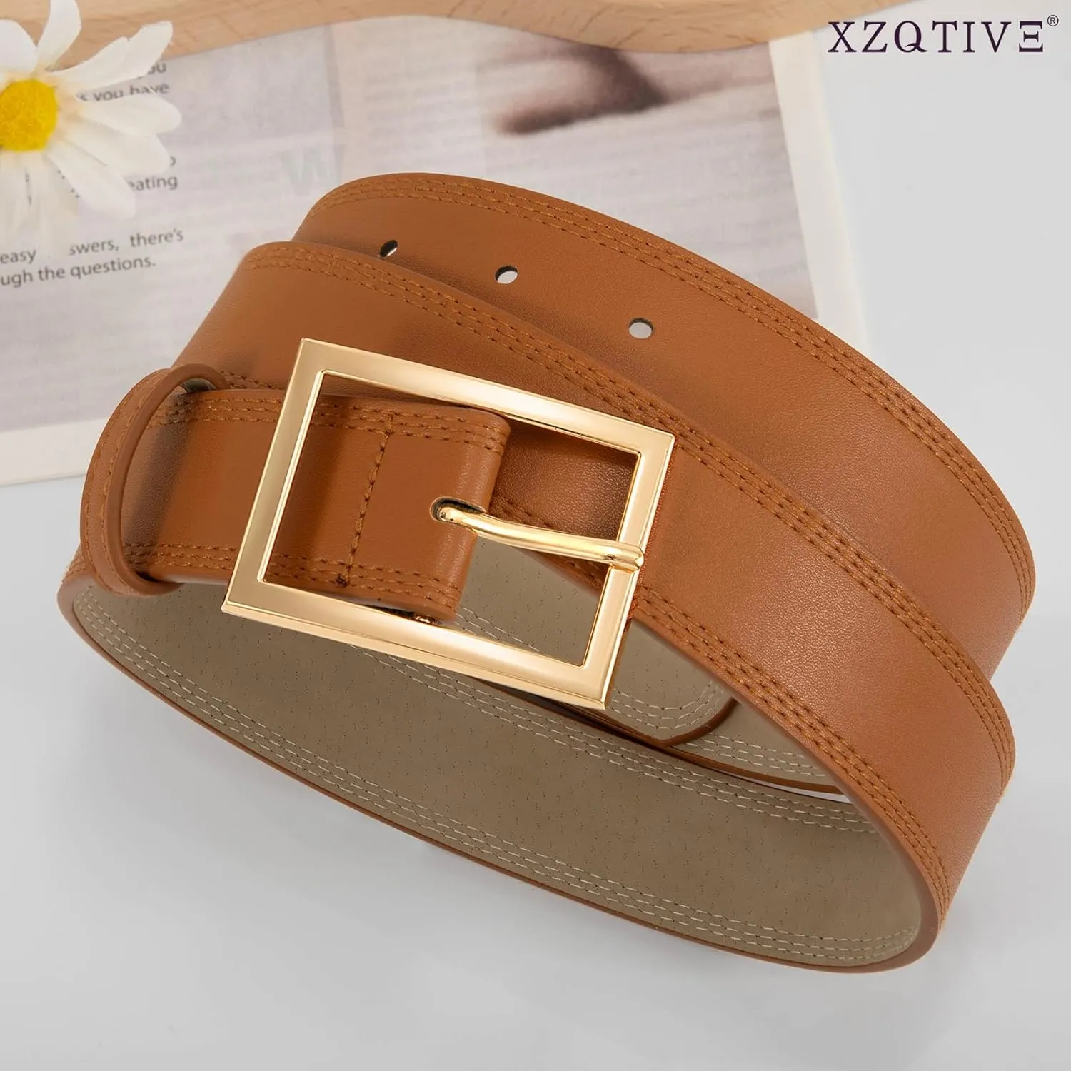 XZQTIVE Women Leather Belts for Jeans Pants Dresses Fashion Waist Belt for Women with Pin Buckle