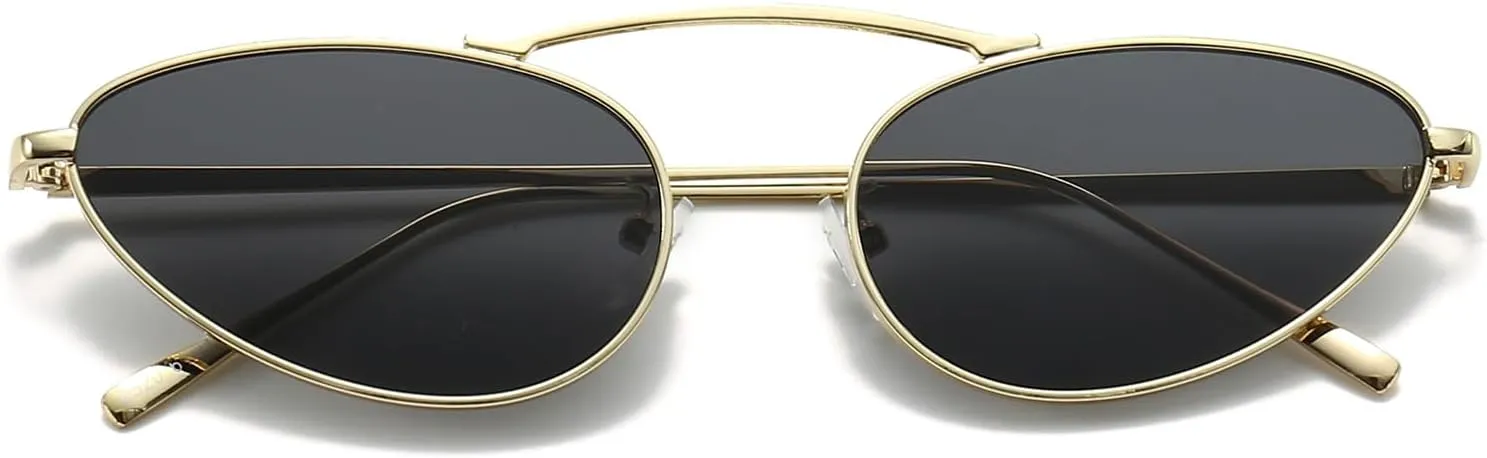 YAMEIZE Trendy Cat Eye Sunglasses - Vintage Metal Frame Eyewear UV400 Protection for Women Men Outdoor