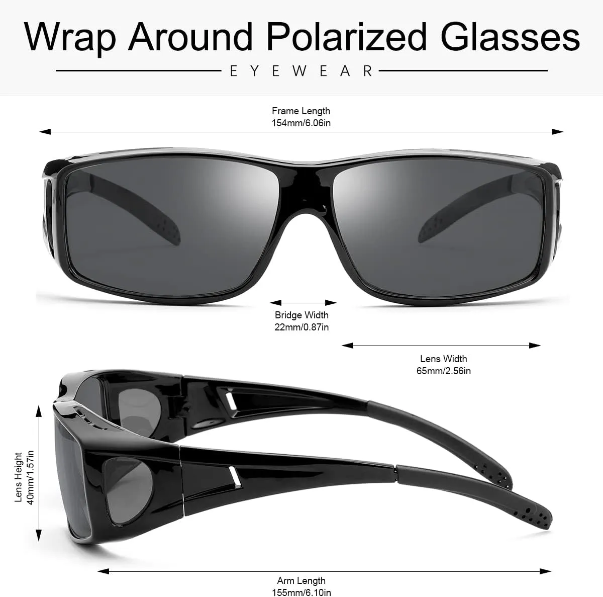 YIMI Wrap Around Fashion Sunglasses Polarized Lens Wear Over Prescription Glasses Fit Over Regular Eyeglasses UV Protection