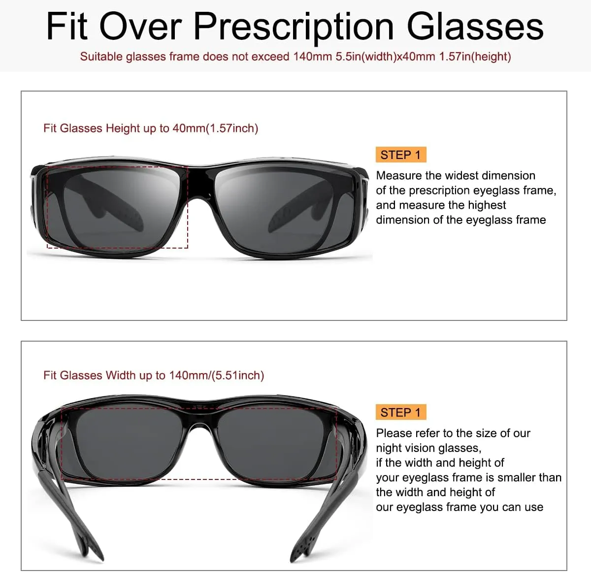 YIMI Wrap Around Fashion Sunglasses Polarized Lens Wear Over Prescription Glasses Fit Over Regular Eyeglasses UV Protection