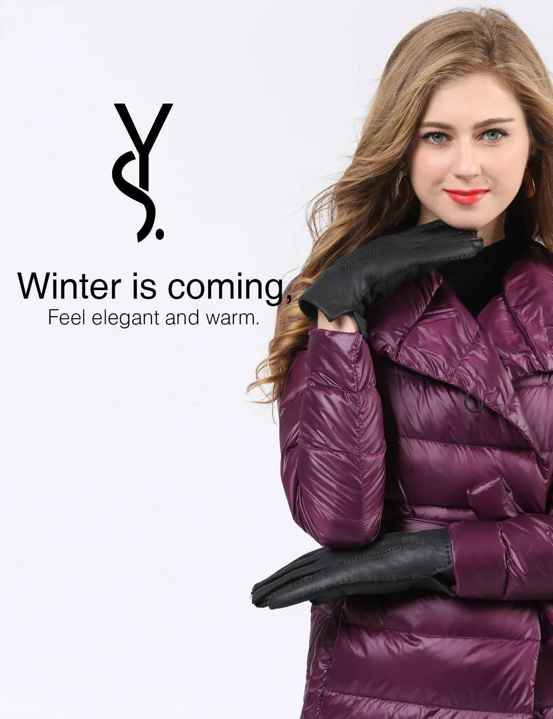 YISEVEN Women's Lambskin Shearling Leather Gloves Three Points