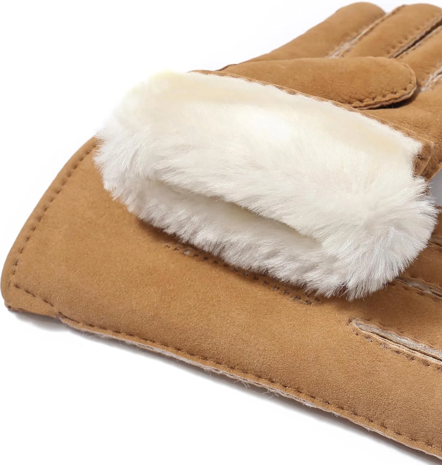 YISEVEN Women's Lambskin Shearling Leather Gloves Three Points