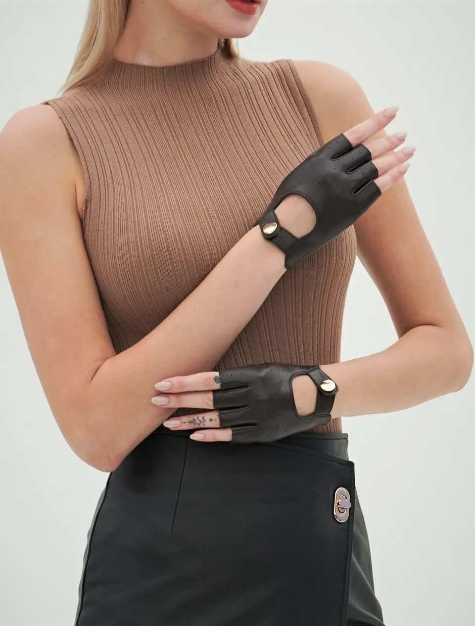 YISEVEN Women's Motorcycle Driving Fingerless Leather Gloves