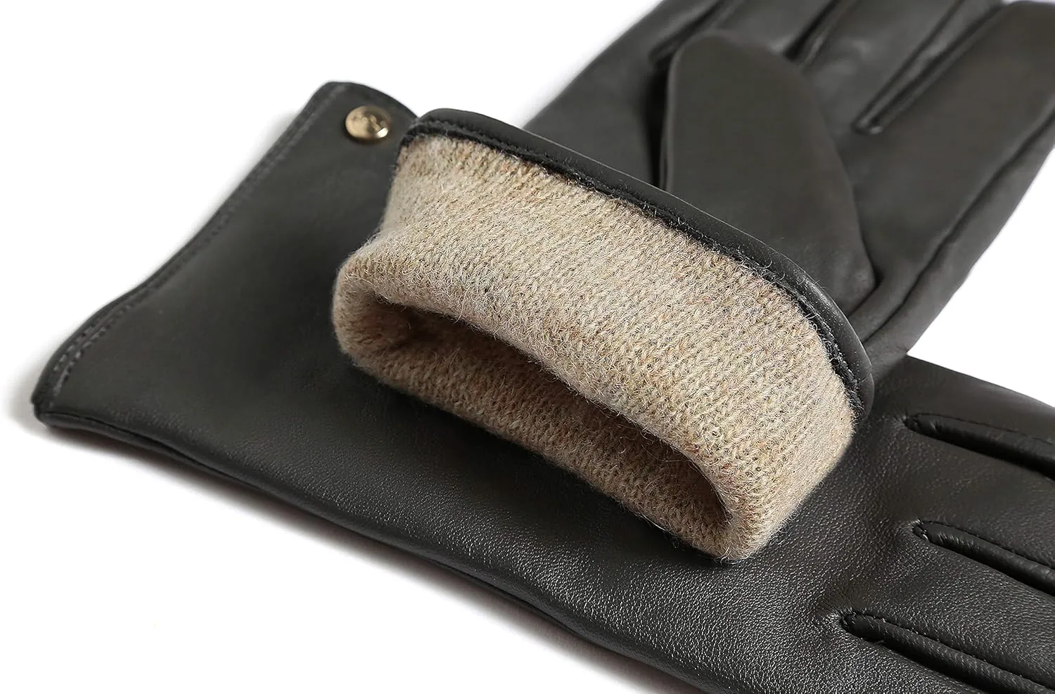 YISEVEN Women's Winter Dress Leather Gloves Touchscreen Wool Lined Flat Design