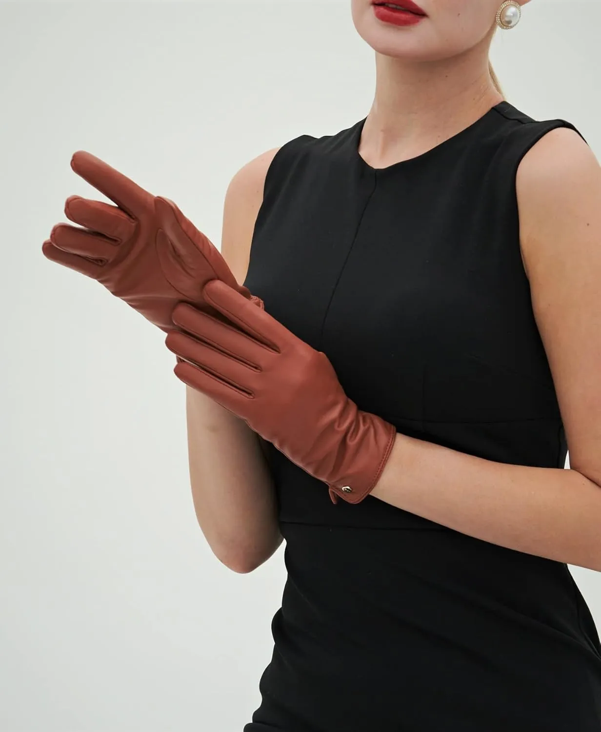 YISEVEN Women's Winter Dress Leather Gloves Touchscreen Wool Lined Flat Design