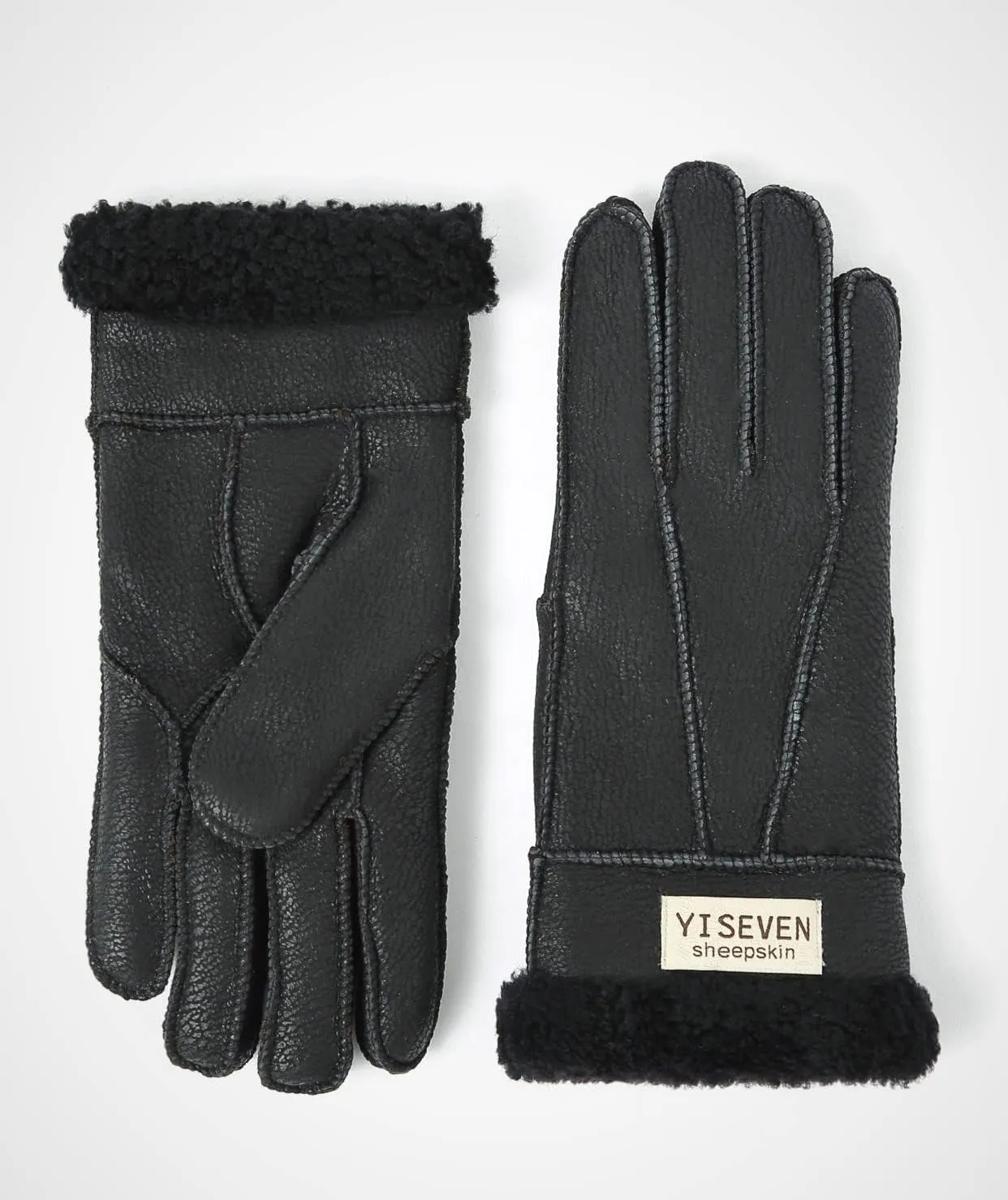 YISEVEN Women's Winter Sheepskin Shearling Leather Gloves Wool Cuffs