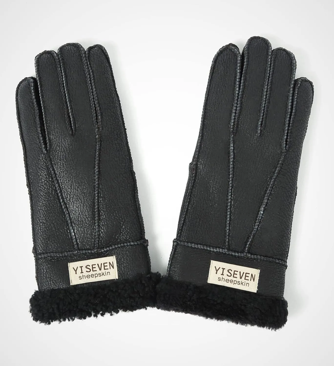 YISEVEN Women's Winter Sheepskin Shearling Leather Gloves Wool Cuffs