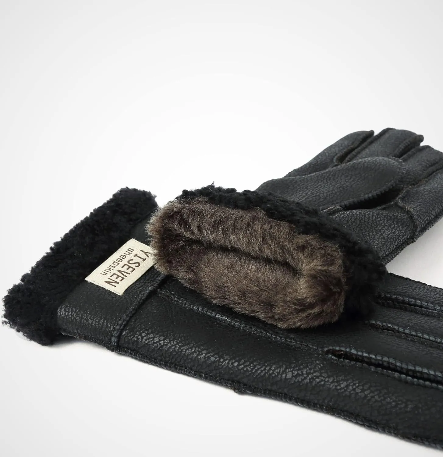YISEVEN Women's Winter Sheepskin Shearling Leather Gloves Wool Cuffs