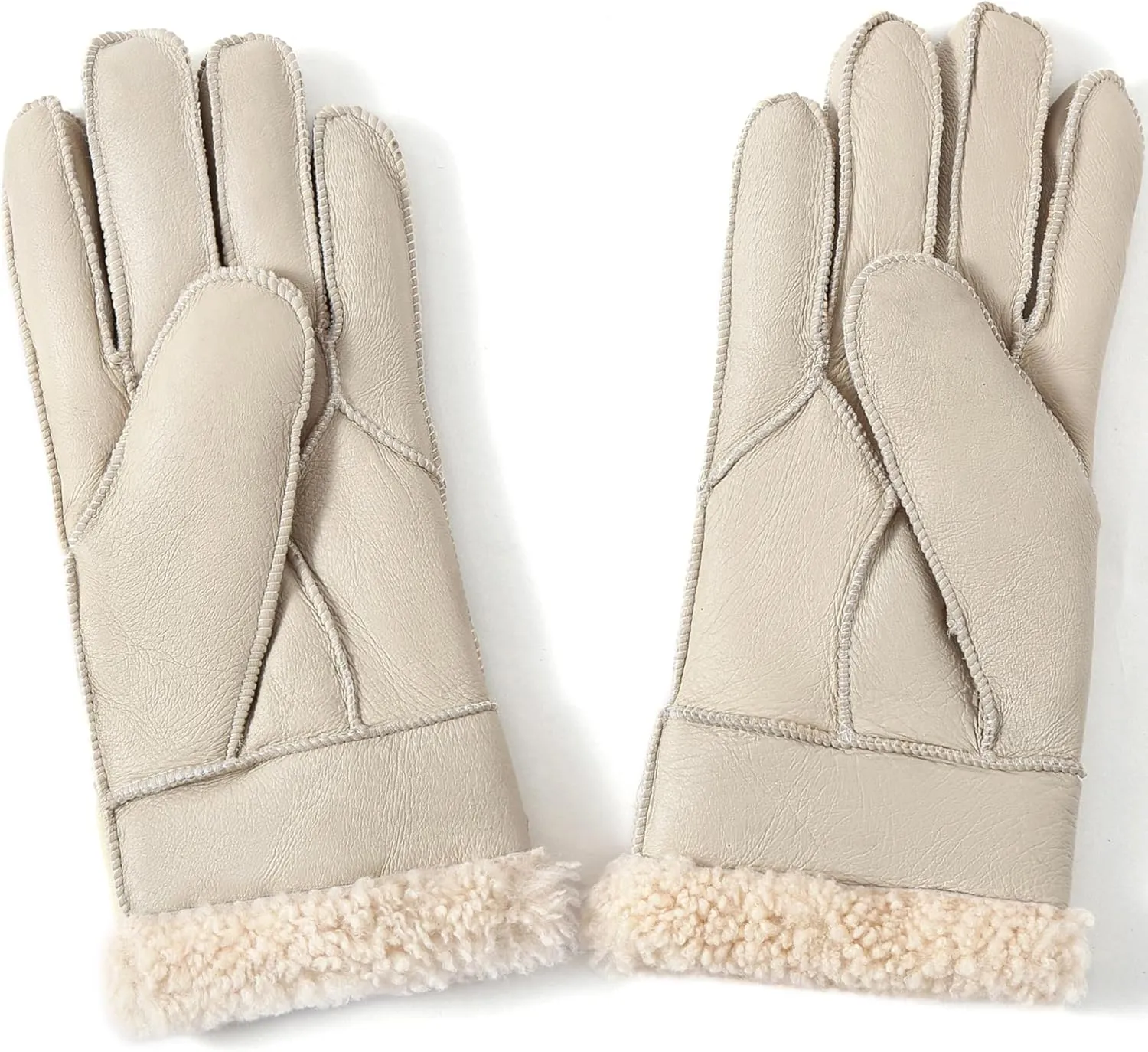 YISEVEN Women's Winter Sheepskin Shearling Leather Gloves Wool Cuffs