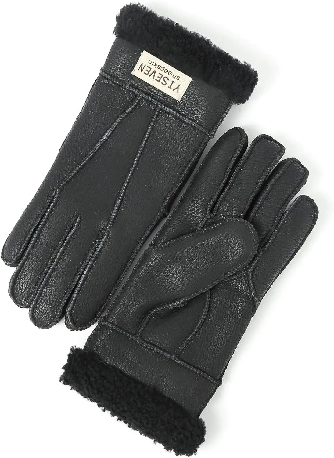 YISEVEN Women's Winter Sheepskin Shearling Leather Gloves Wool Cuffs
